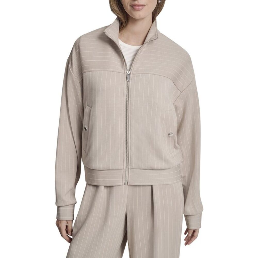 Dkny Womens  Full Zip Pinstripe Track Jacket, Purple